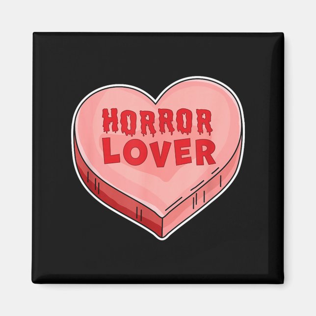 Horror Lover Candy Heart Valentines Day Halloween  Magnet (Framsidan)