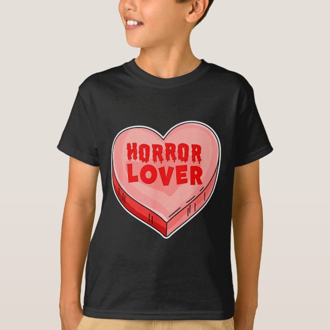 Horror Lover Candy Heart Valentines Day Halloween  T Shirt (Framsida)