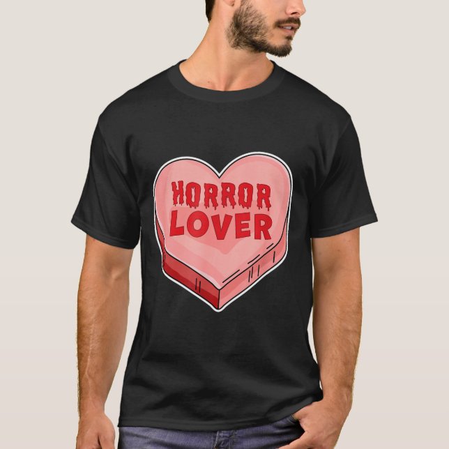 Horror Lover Candy Heart Valentines Day Halloween  T Shirt (Framsida)