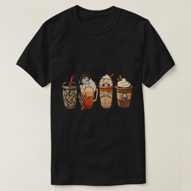 Horror Movie and Coffee Halloween Spooky Season Co T Shirt (Design framsida)
