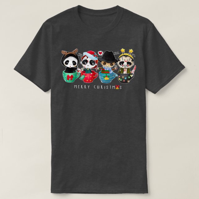 Horror Movie Merry Christmas Chibi Characters Cute T Shirt (Design framsida)