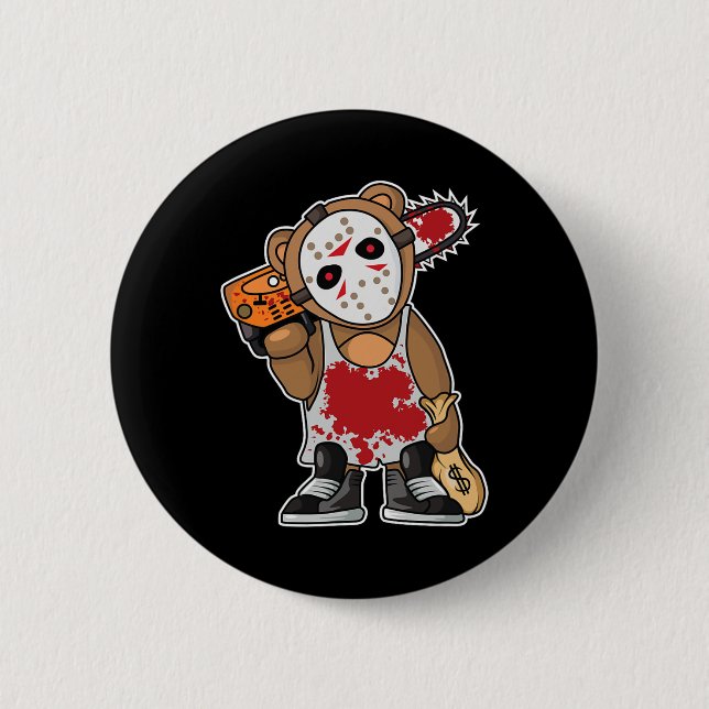 Horror Movie Monster Lazy Halloween Costume Funny Knapp (Framsida)
