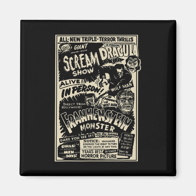 Horror Movie Monster Mummy Dracula WereWole Franke Magnet (Framsidan)