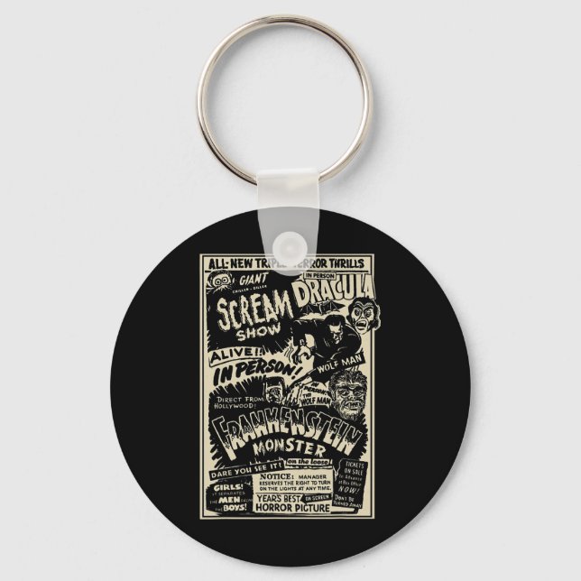 Horror Movie Monster Mummy Dracula WereWole Franke Nyckelring (Framsida)
