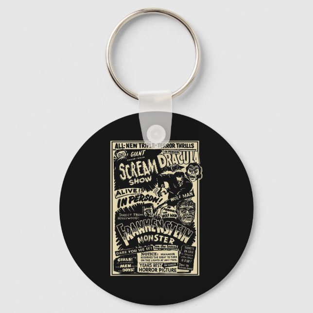 Horror Movie Monster Mummy Dracula Werewolf Franke Nyckelring (Framsida)