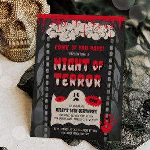 Horror Movie Night Film Vuxen Halloween fest Inbjudningar