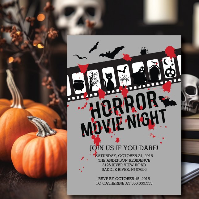 Horror Movie Night Filmstring Halloween fest Inbjudningar (Skapare uppladdad)