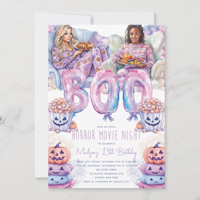Horror Movie Night Halloween Slumber Party Inbjudningar (Framsida)