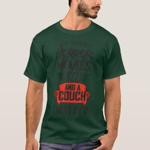 Horror Movie Pizza och en soffchfamiljemovie Natt T Shirt