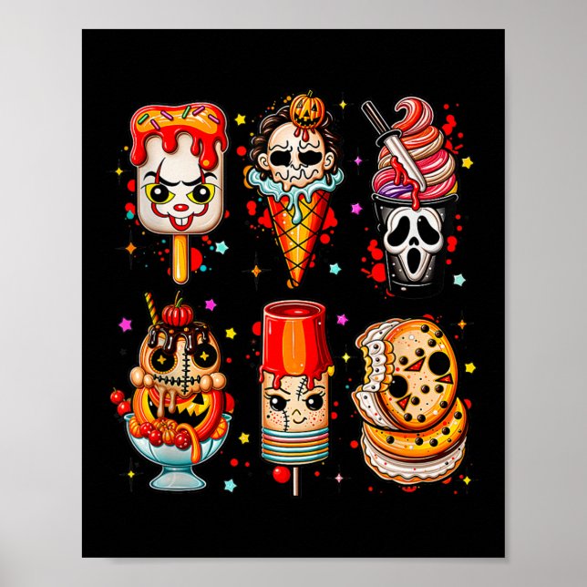 Horror Movie Summer Popsicle Halloween Ice Cream S Poster (Framsidan)