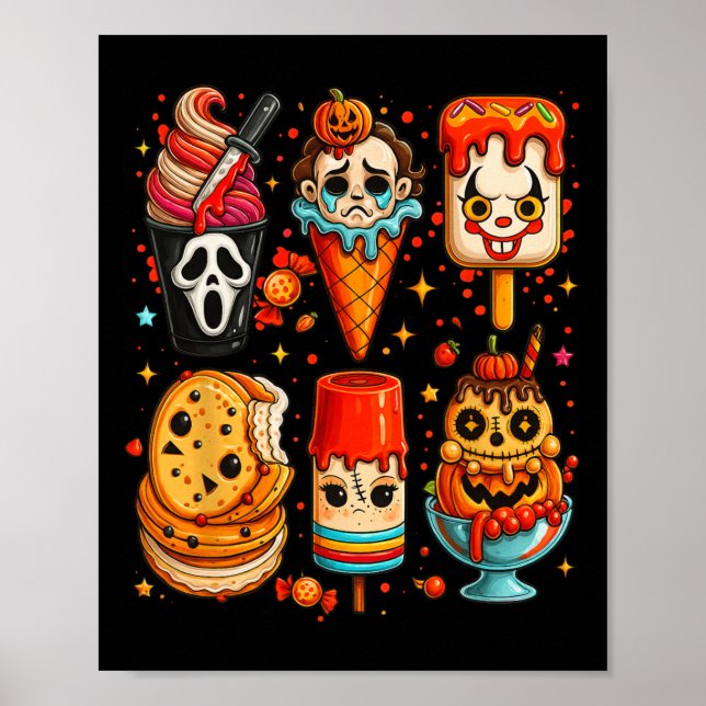 Horror Movie Summer Popsicle Halloween Ice Cream S Poster (Framsidan)