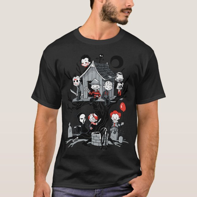 Horror Movie Träd House Halloween T Shirt (Framsida)