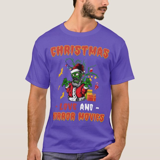 Horror Movie Zombie Creepy jultomten Kärlek re T Shirt (Framsida)