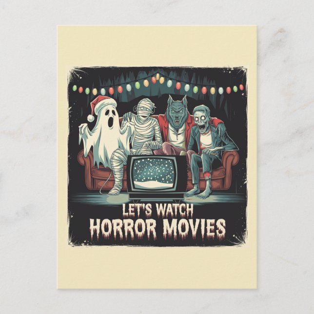 Horror Movies Ghost Mummy Weregger Zombie Vykort (Framsida)