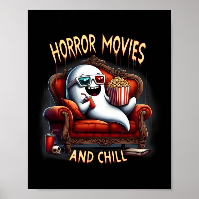Horror Movies och Chill Spooky Halloween Ghost Mov Poster (Framsidan)