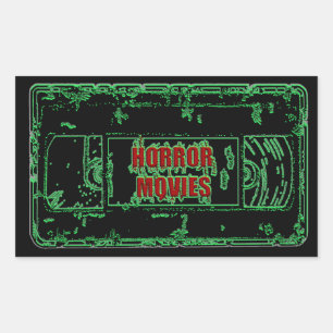 Horror Movies VHS-Neon Grönt Rektangulärt Klistermärke