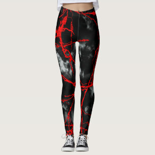 Horror Night Goth - Black and White,Red Leggings