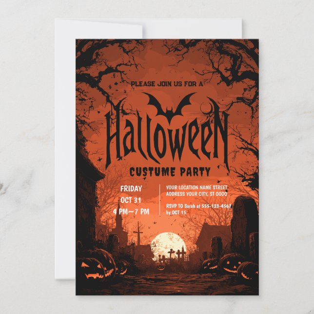 Horror Night Halloween fest Inbjudningar (Framsida)