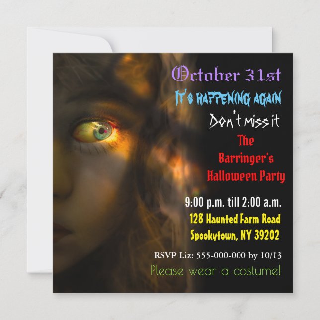 Horror Party Time Halloween Semi Gloss-inbjudan Inbjudningar (Framsida)