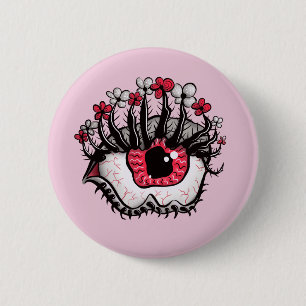 Horror Pastel Goth Öga Macabre Rosa Creepy Knapp