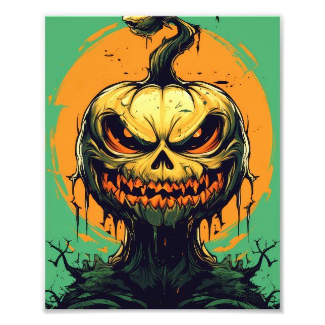 Horror Pumpkin Halloween Fototryck (Framsidan)