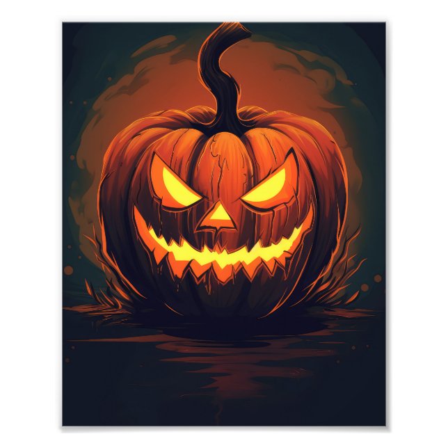 Horror Pumpkin Halloween Fototryck (Framsidan)