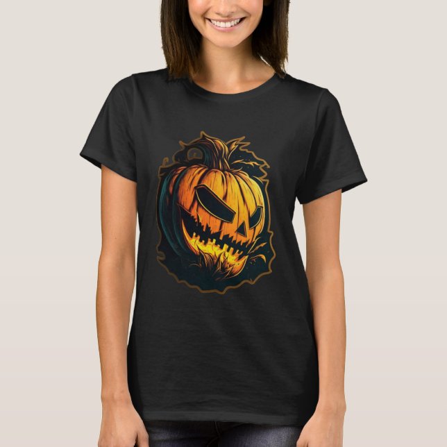Horror Pumpkin Monster Nightmare Scary Terrifying T Shirt (Framsida)
