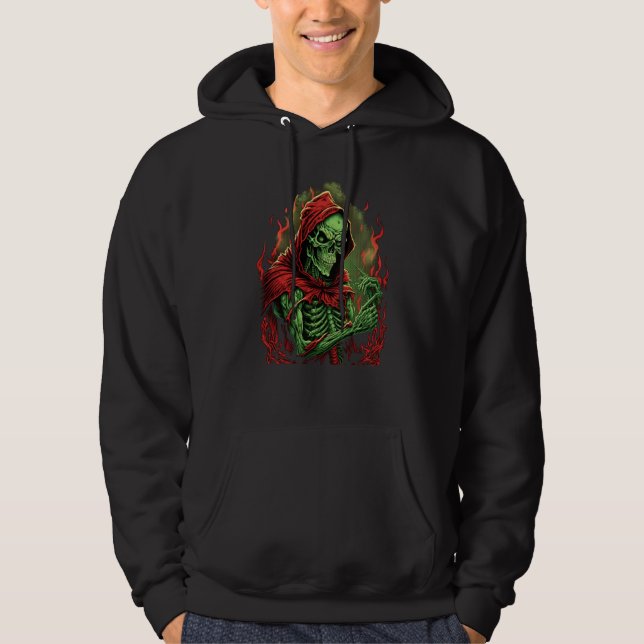 Horror Rock Skeleton Creepy Undead Death Occult Hoodie (Framsida)