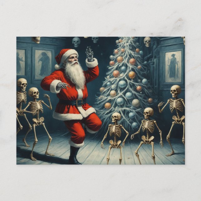 Horror Santa och Dancing Skeletons Vykort (Framsida)