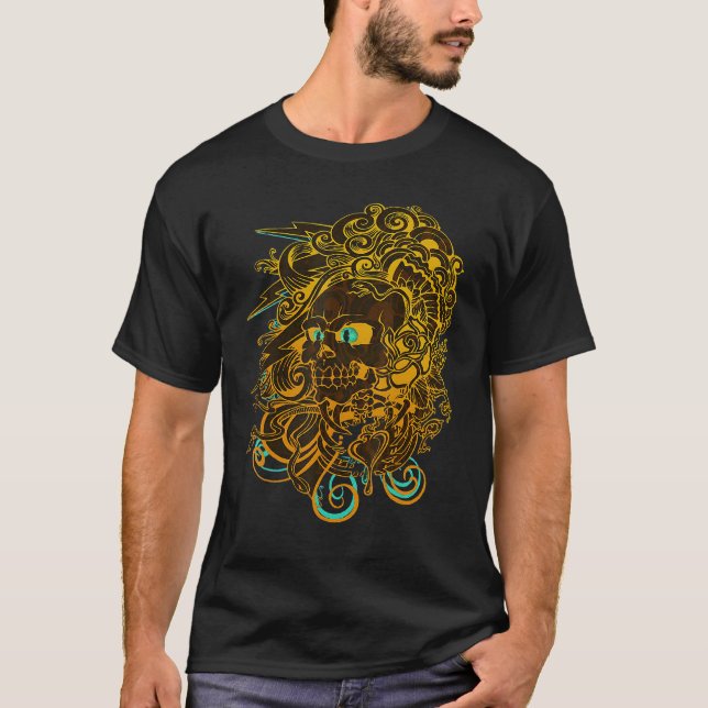 Horror Scary Skull Bästa kraftfulla konst T Shirt (Framsida)