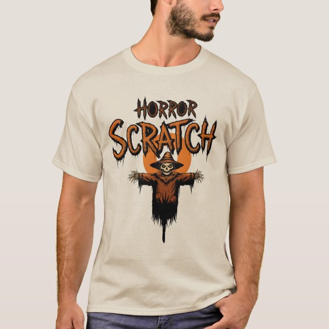 HORROR SCRATCH Spooky Scarecrow Halloween T Shirt (Framsida)