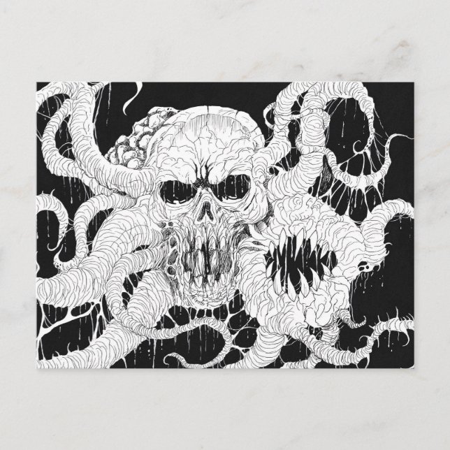 Horror Skull Demon Art Vykort (Framsida)