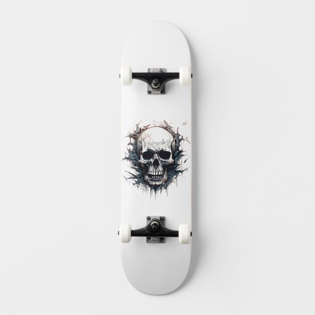 Horror Skull Mini Skateboard Bräda 18,5 Cm (Framsida)