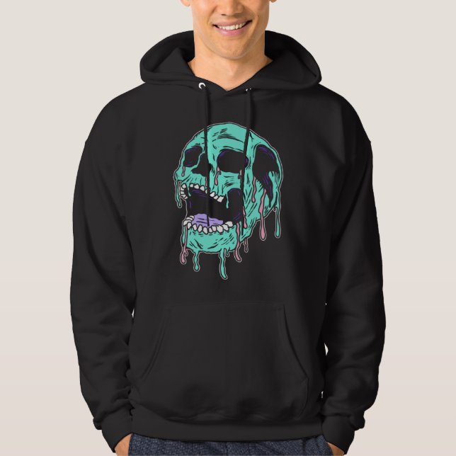 Horror Skull Pastel Goth Aesthetic Gothic Emo Hoodie (Framsida)