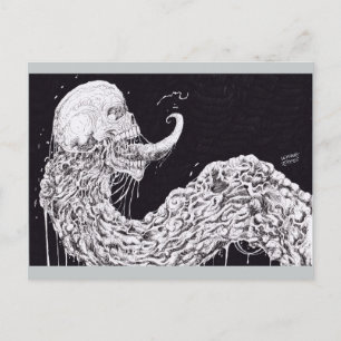 Horror Skull Serpent Fantasy Art Vykort