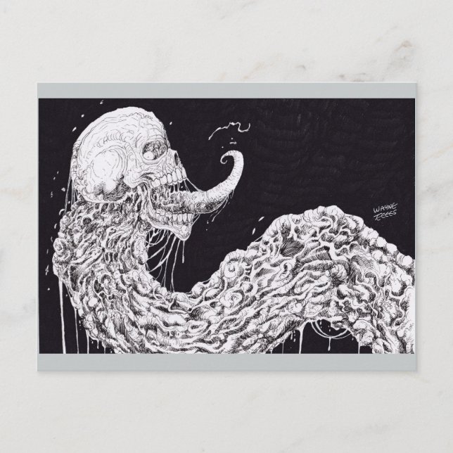 Horror Skull Serpent Fantasy Art Vykort (Framsida)