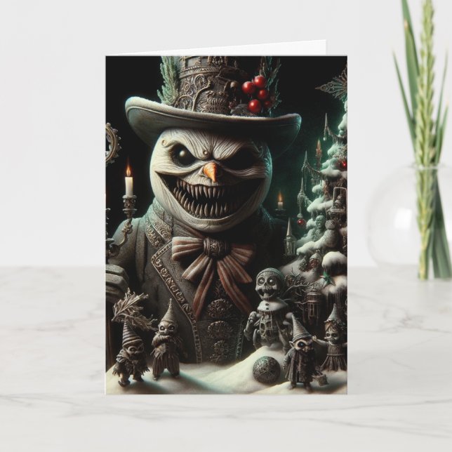 Horror Snögubbe jul Kort (Framsida)