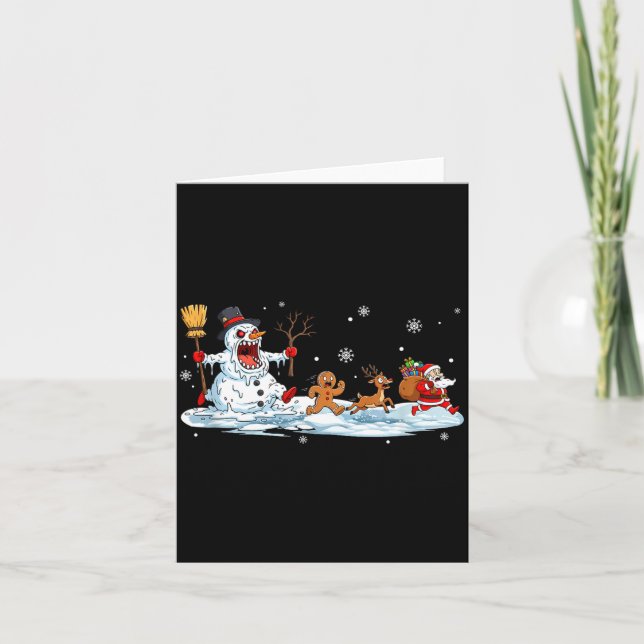 Horror Snowman Christmas Reindeer Gingerbread Sant Kort (Framsida)