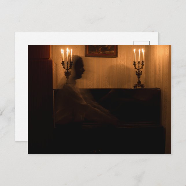 Horror spöken i rummet.. dans par. vykort (Fram/baksida)