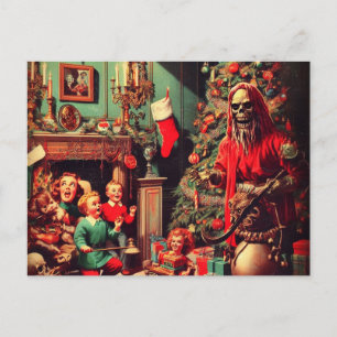 Horror Spooky jul Retro Family Porträtt Vykort
