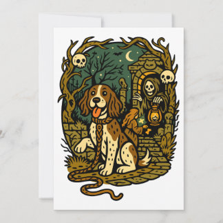 Horror Spooky Skeleton Dog Aesthetic Inbjudningar