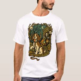 Horror Spooky Skeleton Dog Aesthetic T Shirt