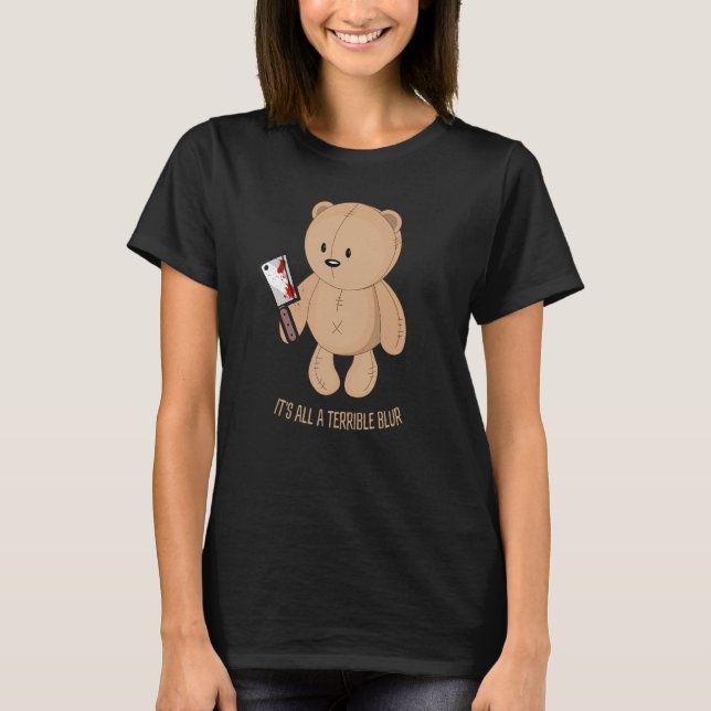 Horror Teddy som håller på att hålla knivar-björnb T Shirt (Framsida)