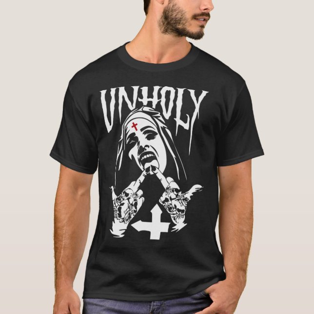 Horror Unholy Nun T Shirt (Framsida)