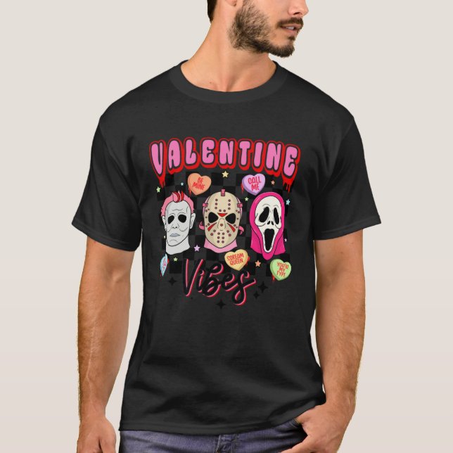 Horror valentines retro Valentineu2019s Day Valent T Shirt (Framsida)