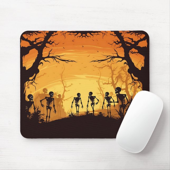 Horror Walking Skeletons in Forest Halloween Night Musmatta (Med mus)