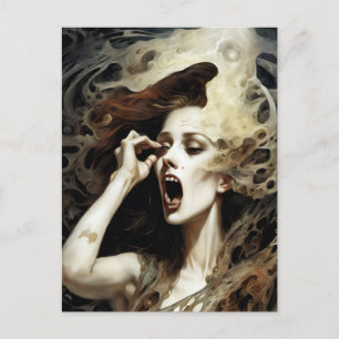 Horror Woman Screams Vykort
