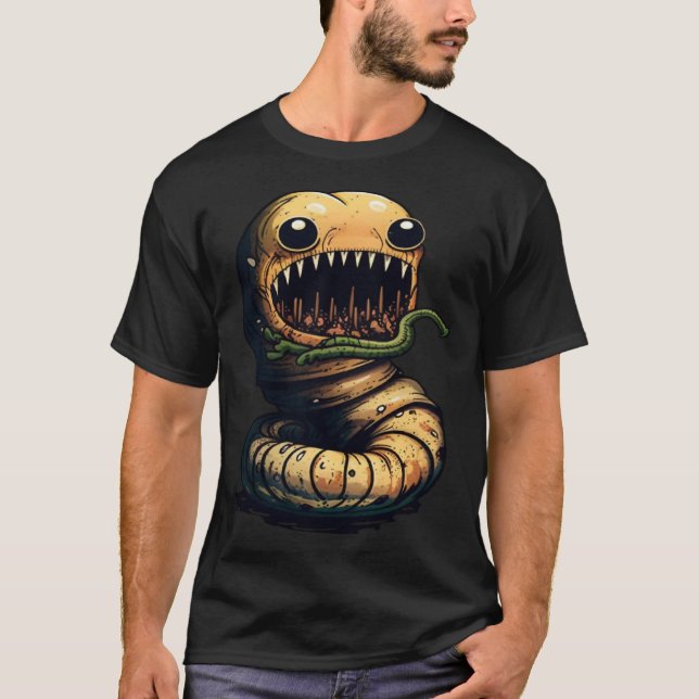 Horror Worm Nightmare Scary Terrifying Halloween T Shirt (Framsida)