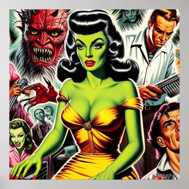 Horror Zombie Pin-up Poster (Framsidan)