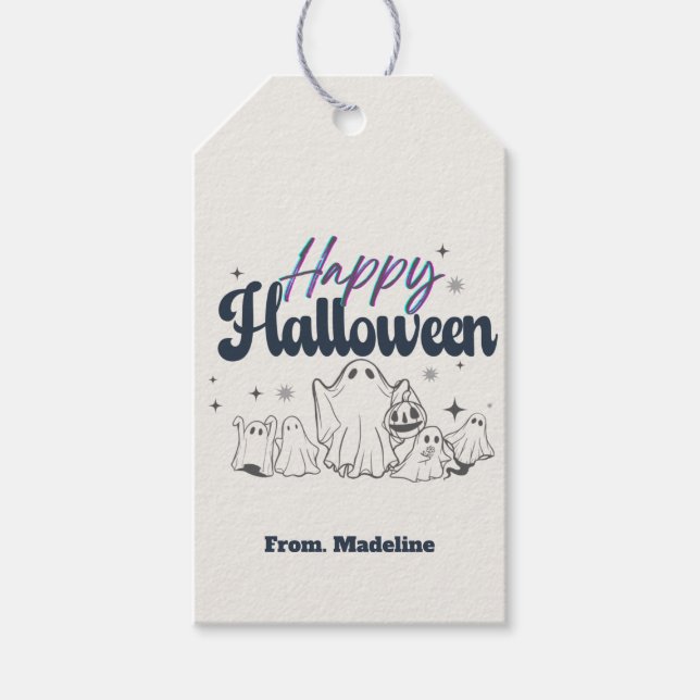 Horrors night Söta Halloween fest-inbjudningar Presentetikett (Framsidan)